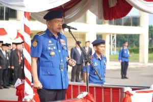 Gubernur Al Haris Pimpin Upacara HUT Damkar, Satpol PP, dan Satlinmas